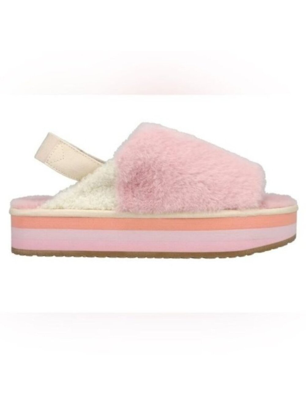 Toms Pink Furry Sofia Eva Slip On Slippers - 8